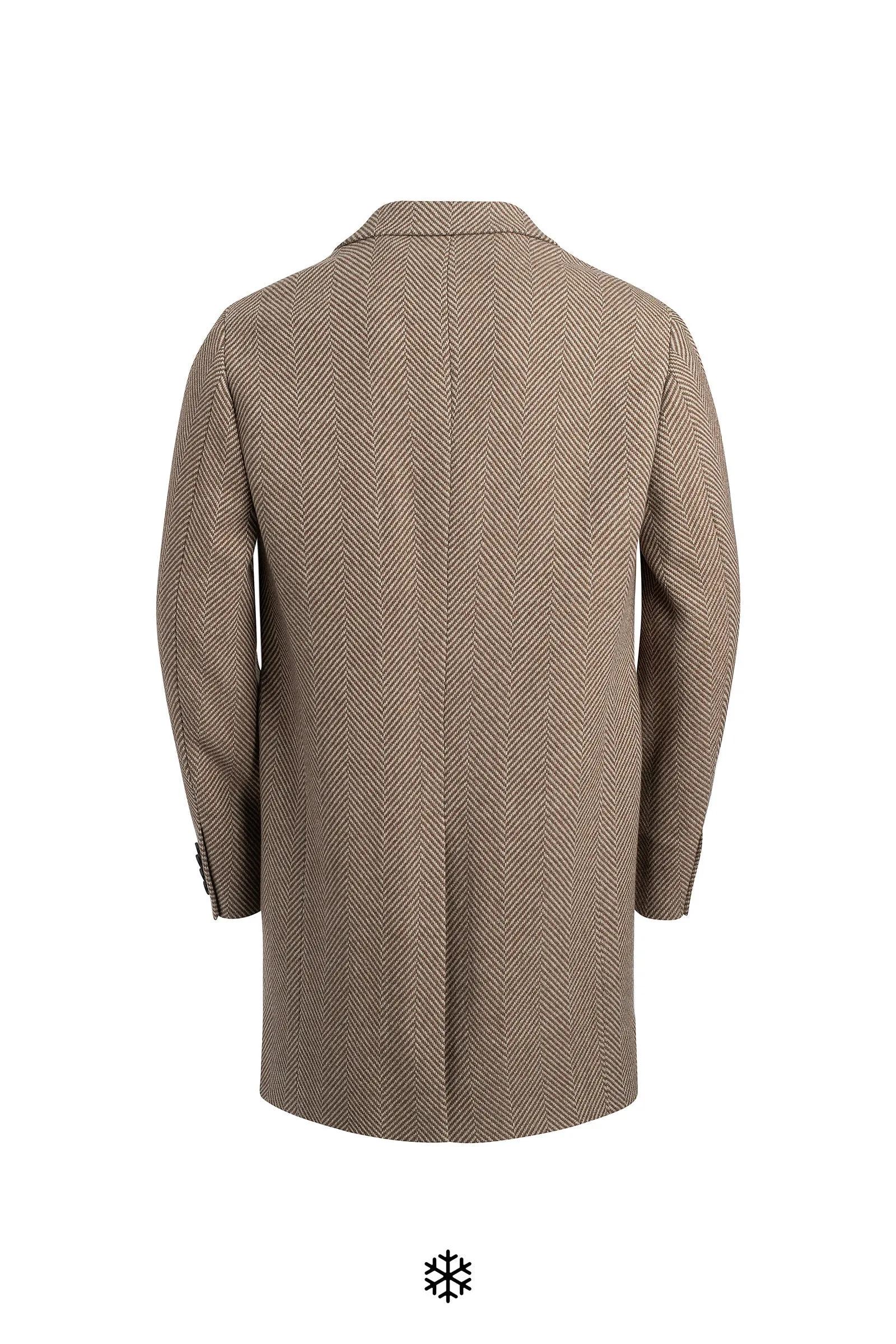 SHERWOOD TAUPE HERRINGBONE WOOL & CASHMERE TOPCOAT