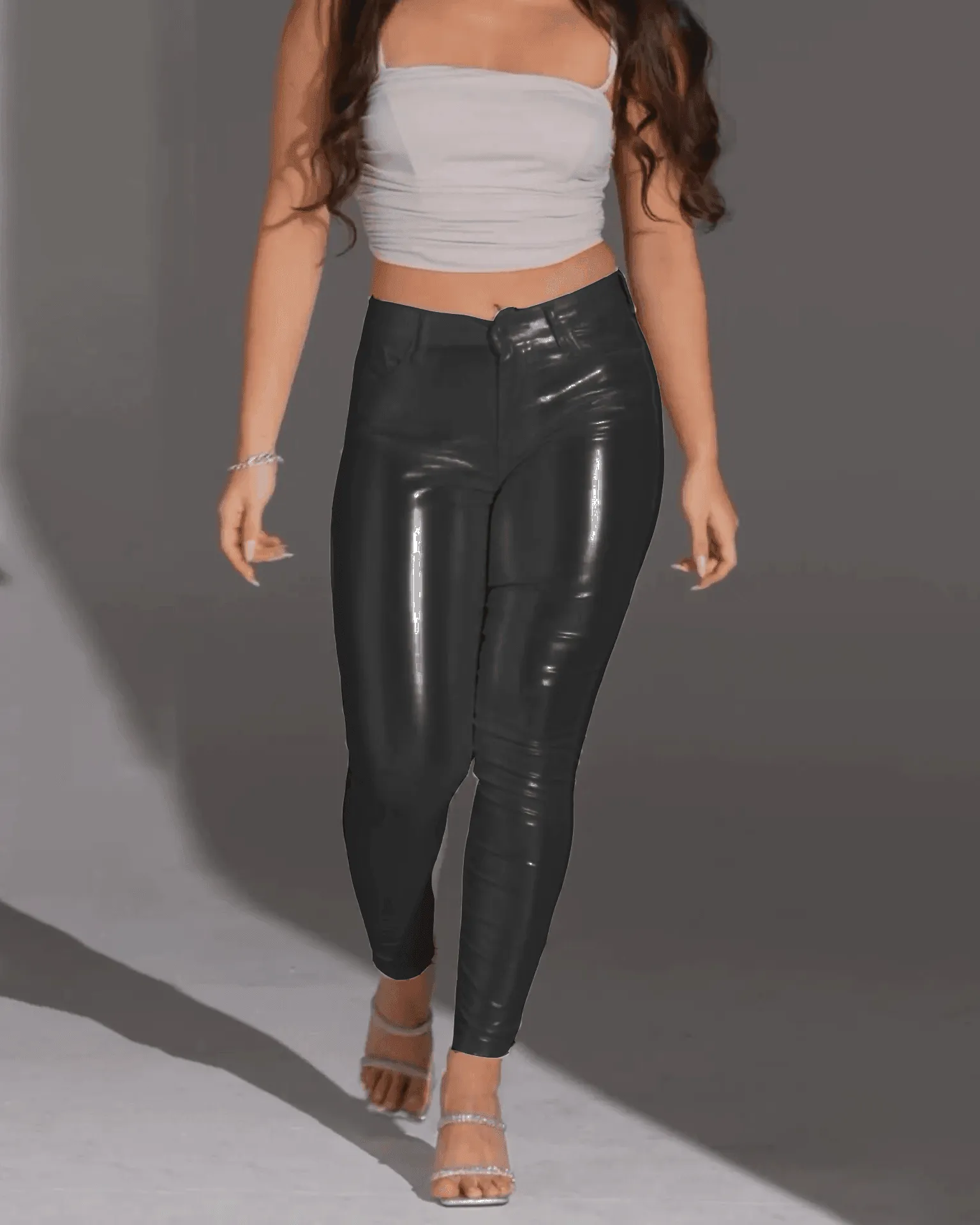 Skinny Metallic White Pant