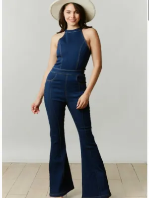 Sleeveless Denim Jumpsuit