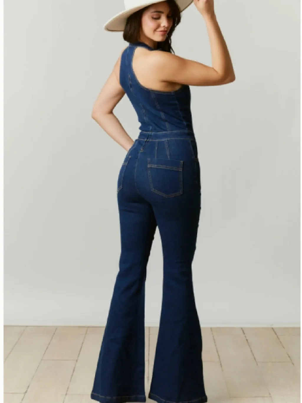 Sleeveless Denim Jumpsuit