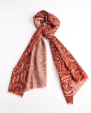 Soft Brushed Wool Artistic Floral Scarf