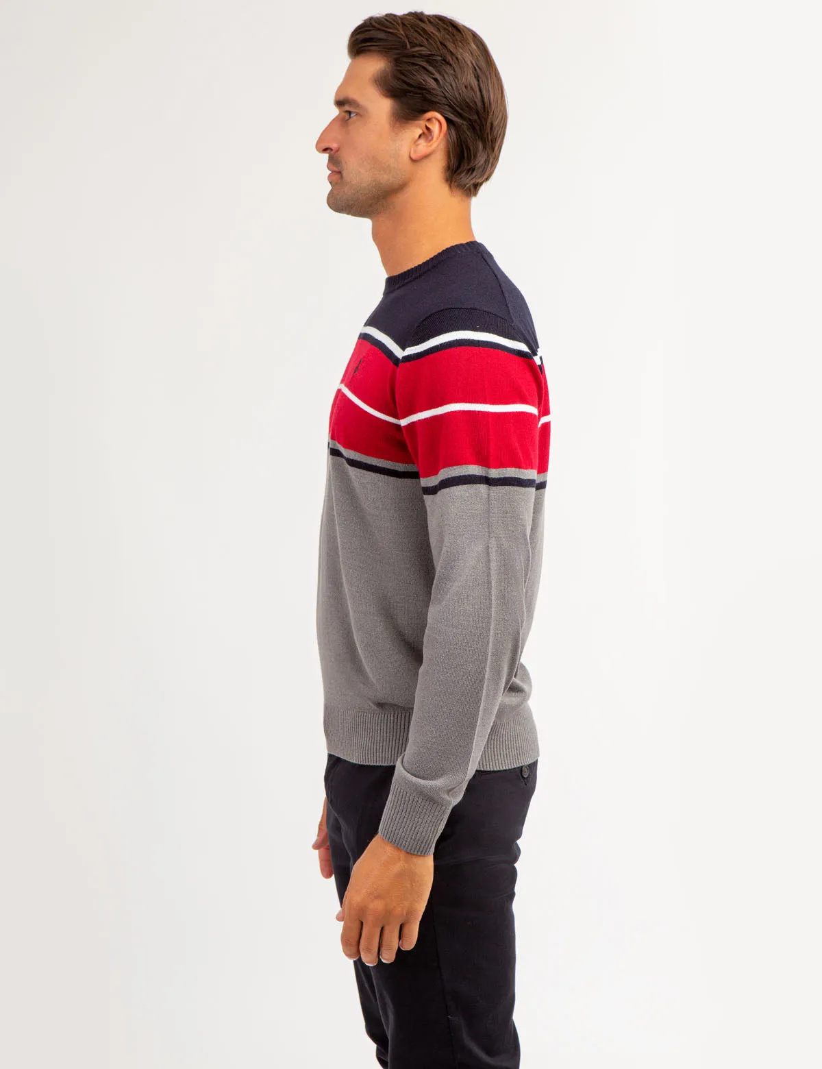 SOFT STRIPE CREW NECK SWEATER