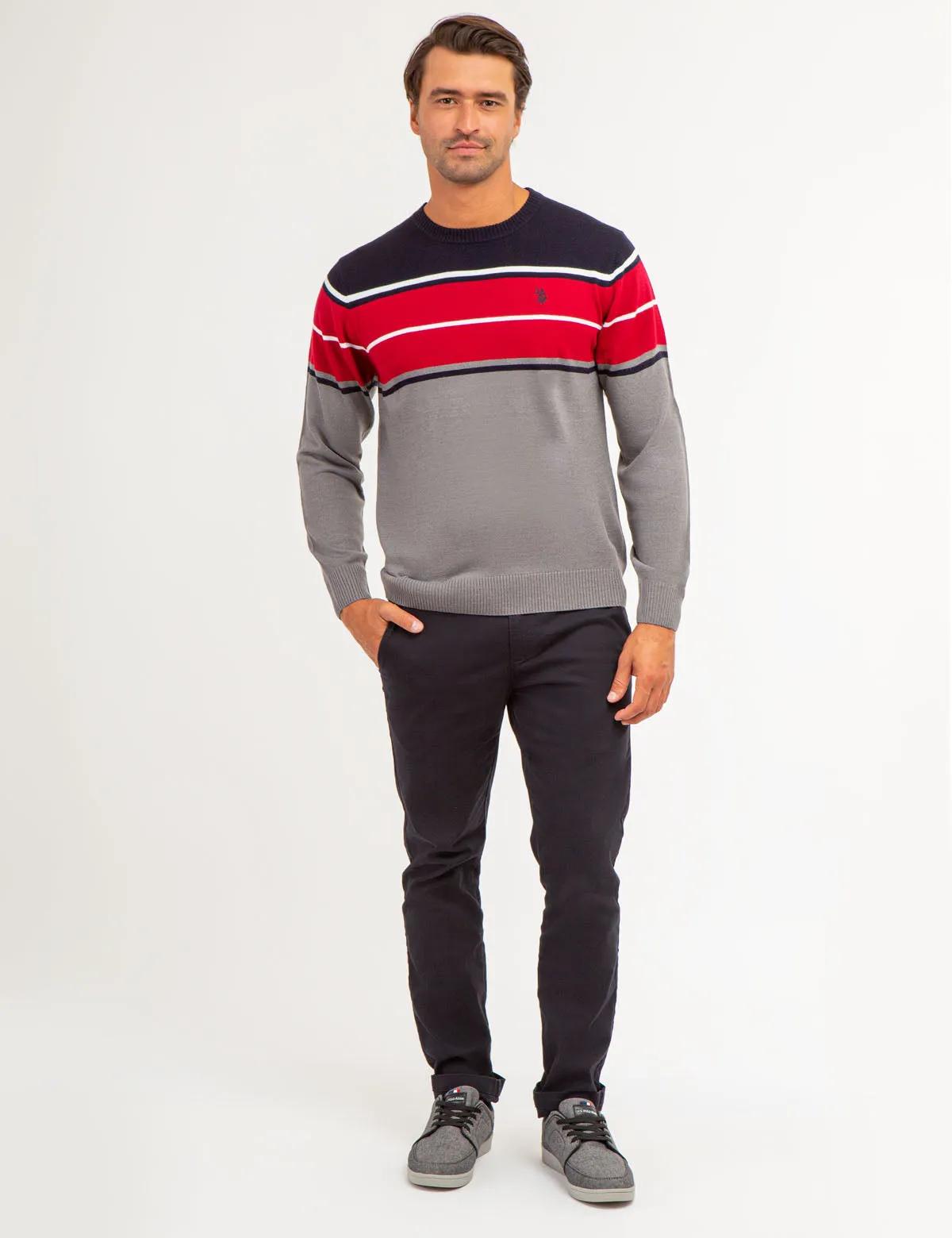 SOFT STRIPE CREW NECK SWEATER