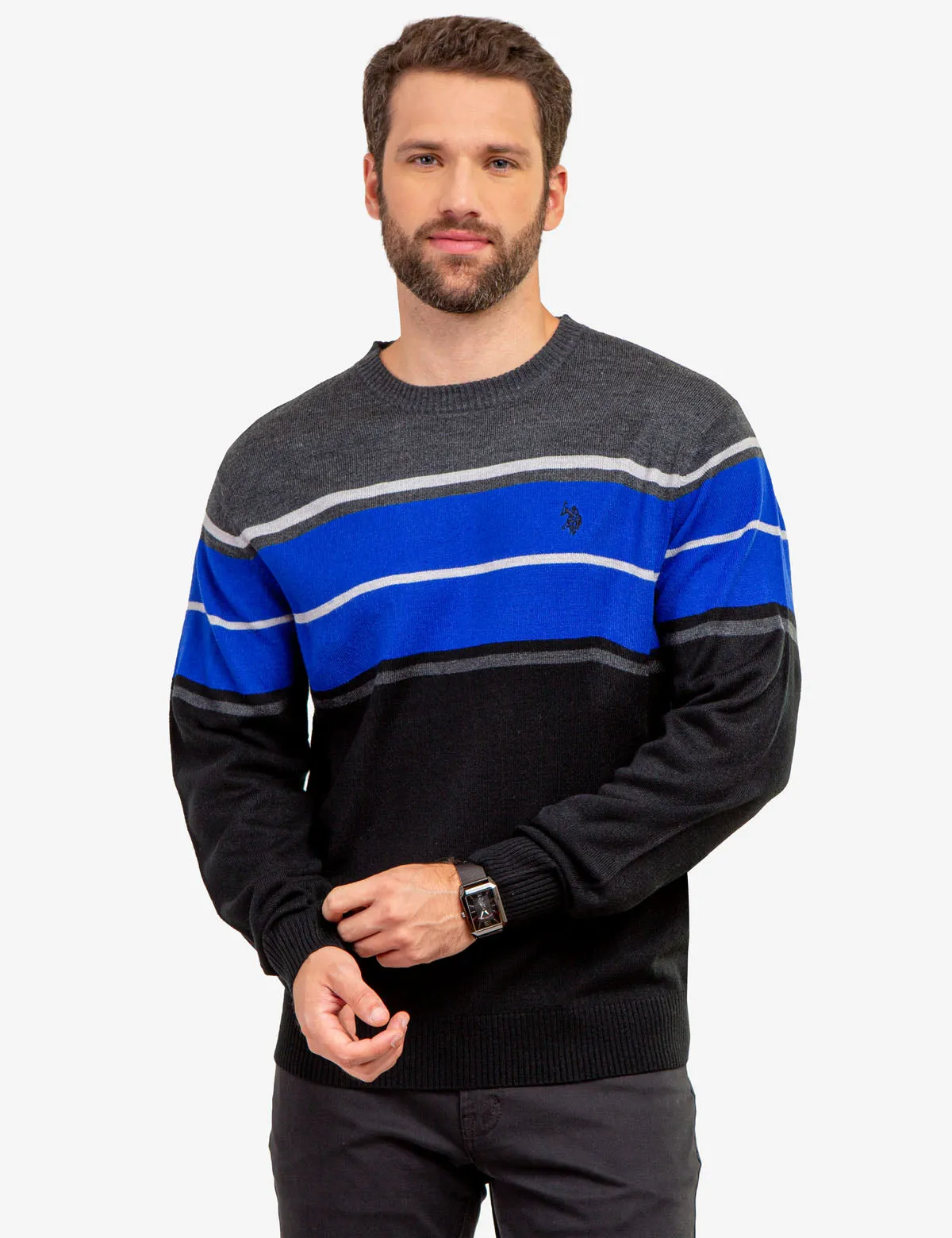 SOFT STRIPE CREW NECK SWEATER