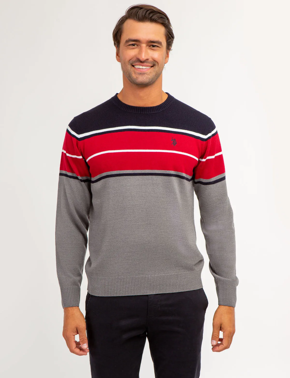 SOFT STRIPE CREW NECK SWEATER