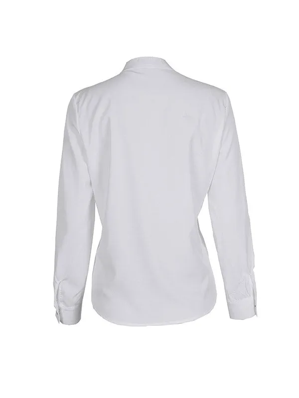 Solid Color Long Sleeves Loose V-neck Blouses&shirts Tops
