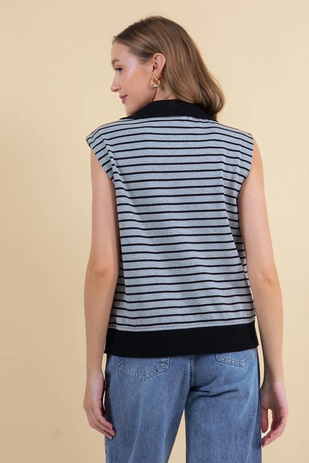 Striped Sleeveless Sweatshirt