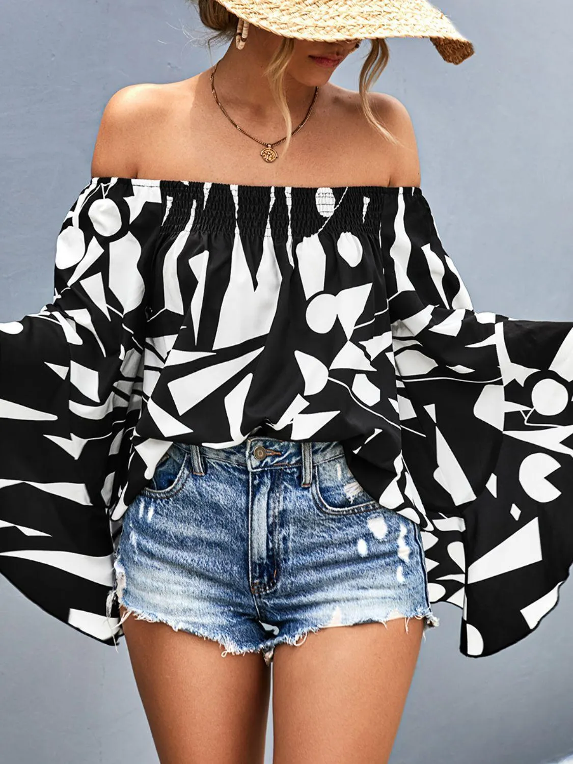 Stunner Off Shoulder Bell Sleeve Blouse