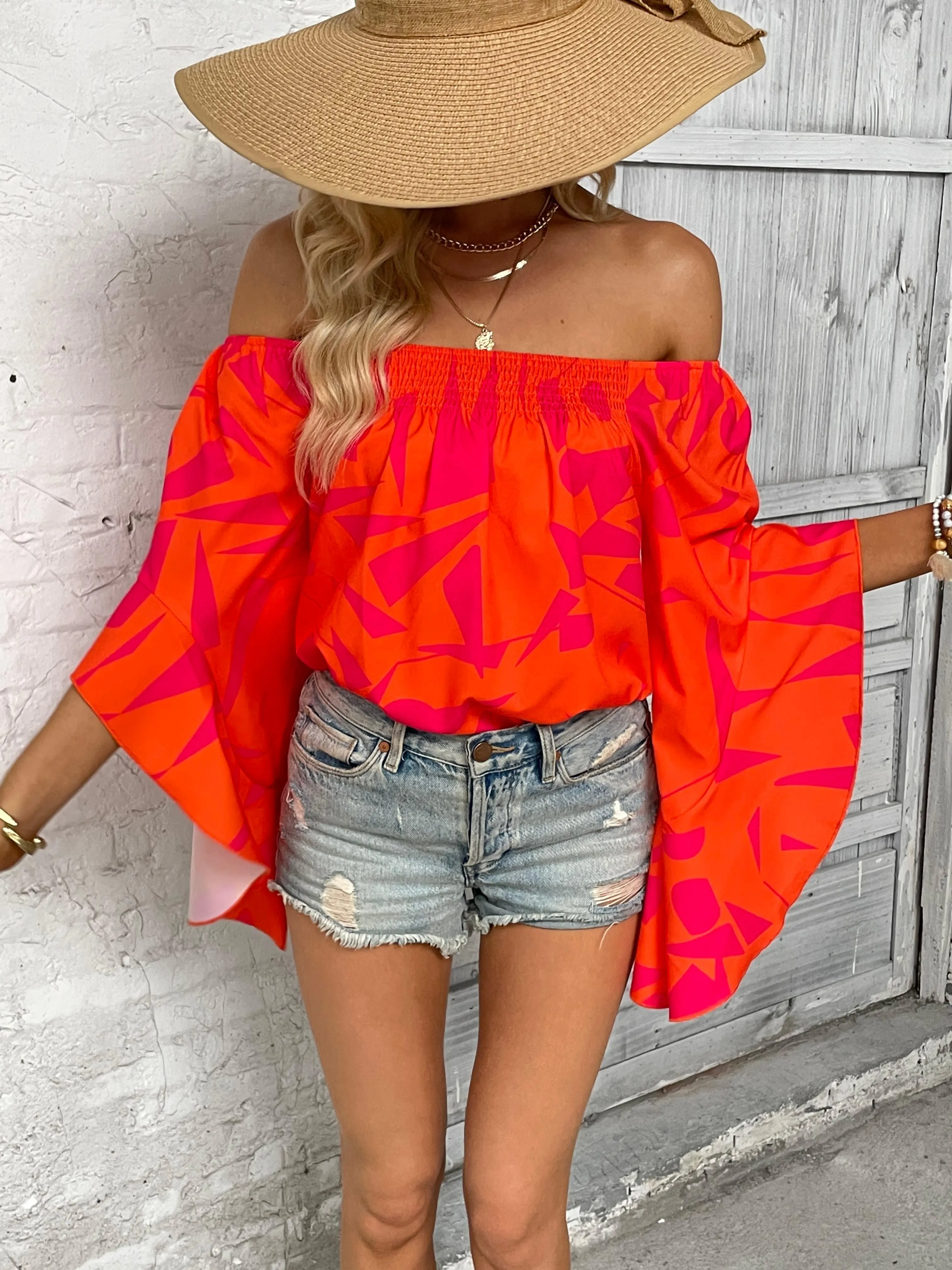 Stunner Off Shoulder Bell Sleeve Blouse