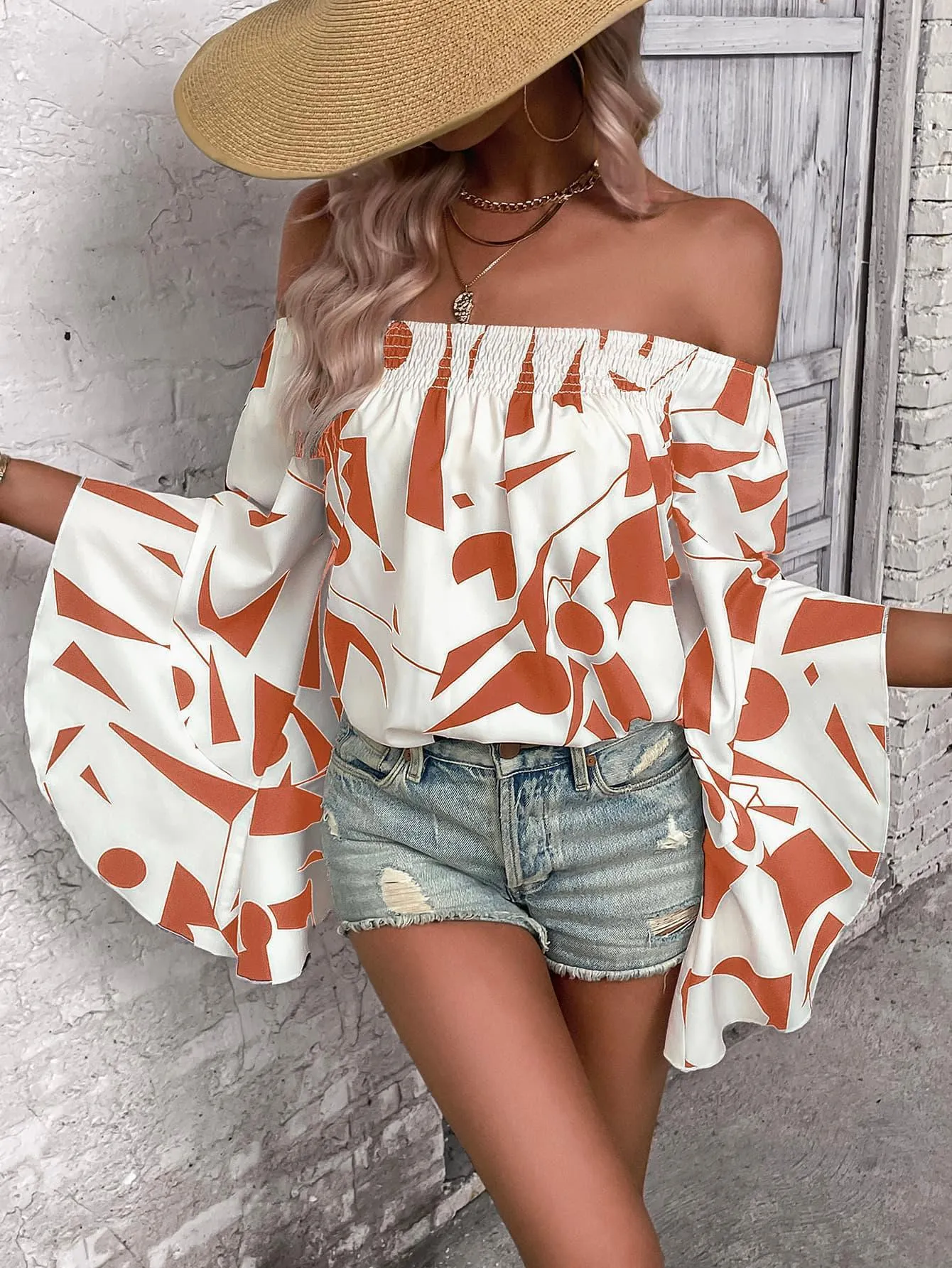 Stunner Off Shoulder Bell Sleeve Blouse