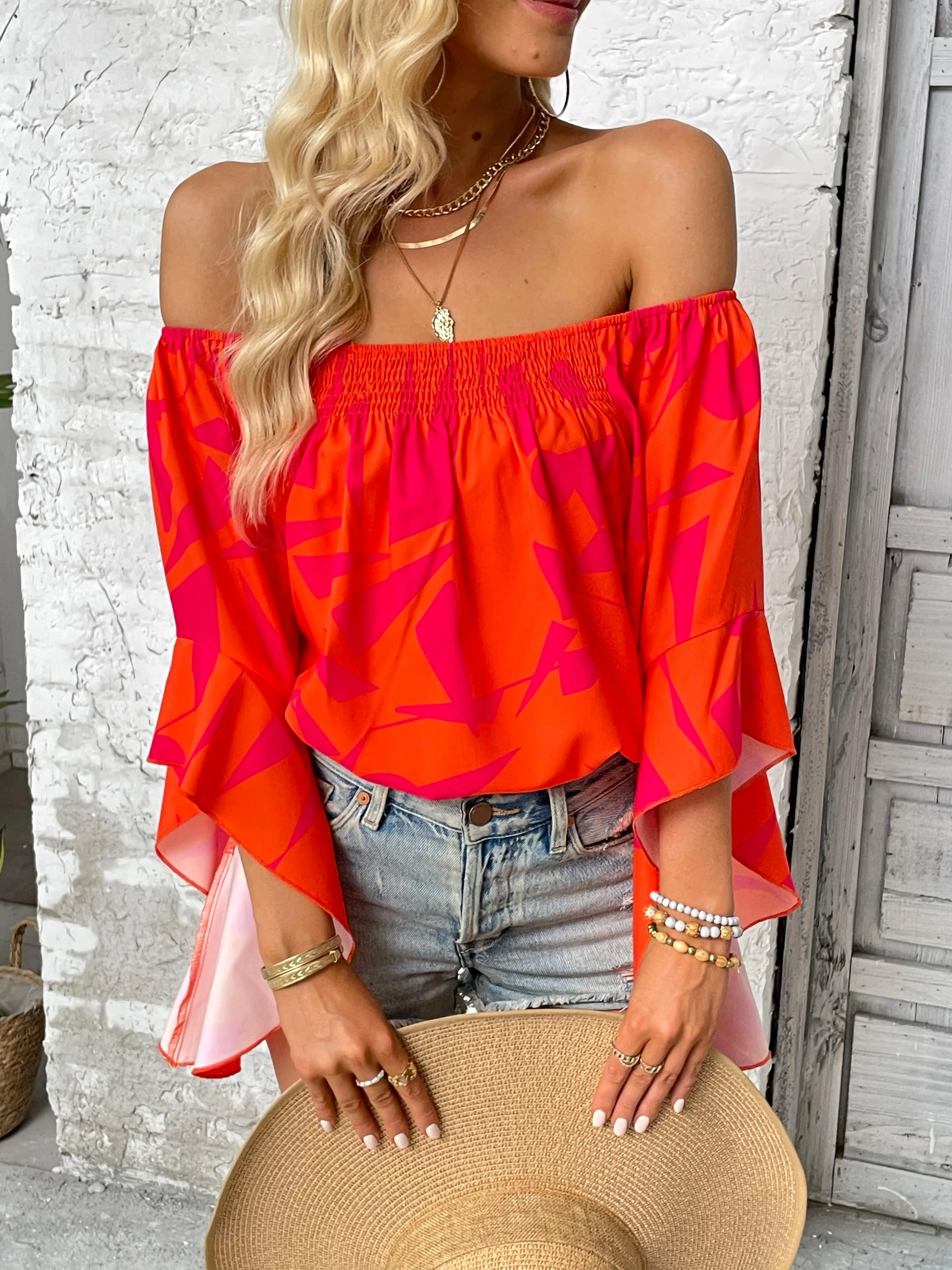 Stunner Off Shoulder Bell Sleeve Blouse