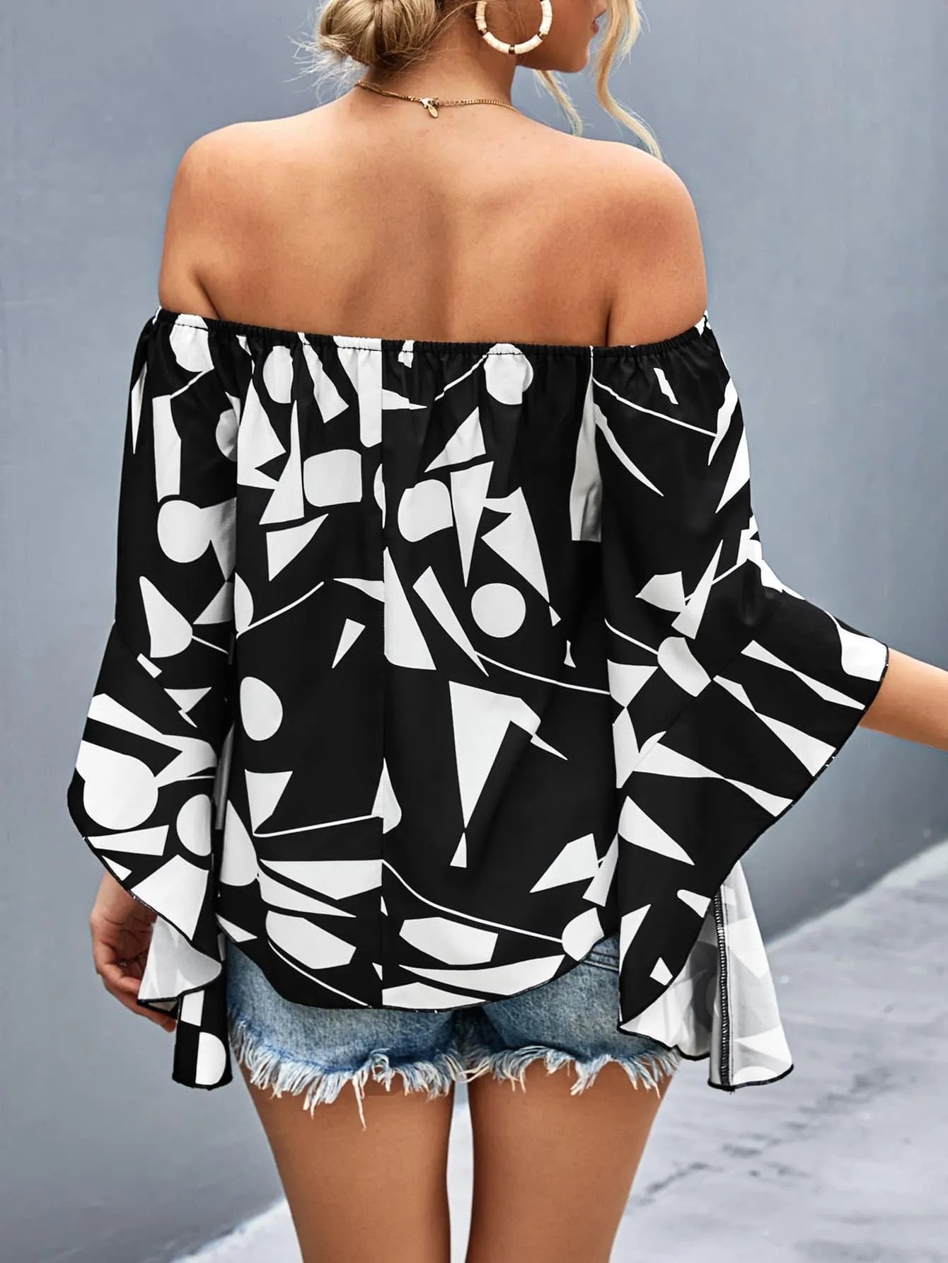Stunner Off Shoulder Bell Sleeve Blouse