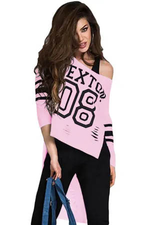 Stylish Print Pink Sleeved Long Back Shirt