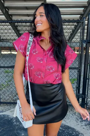 The Gamecocks Garnet & Black Poplin Blouse