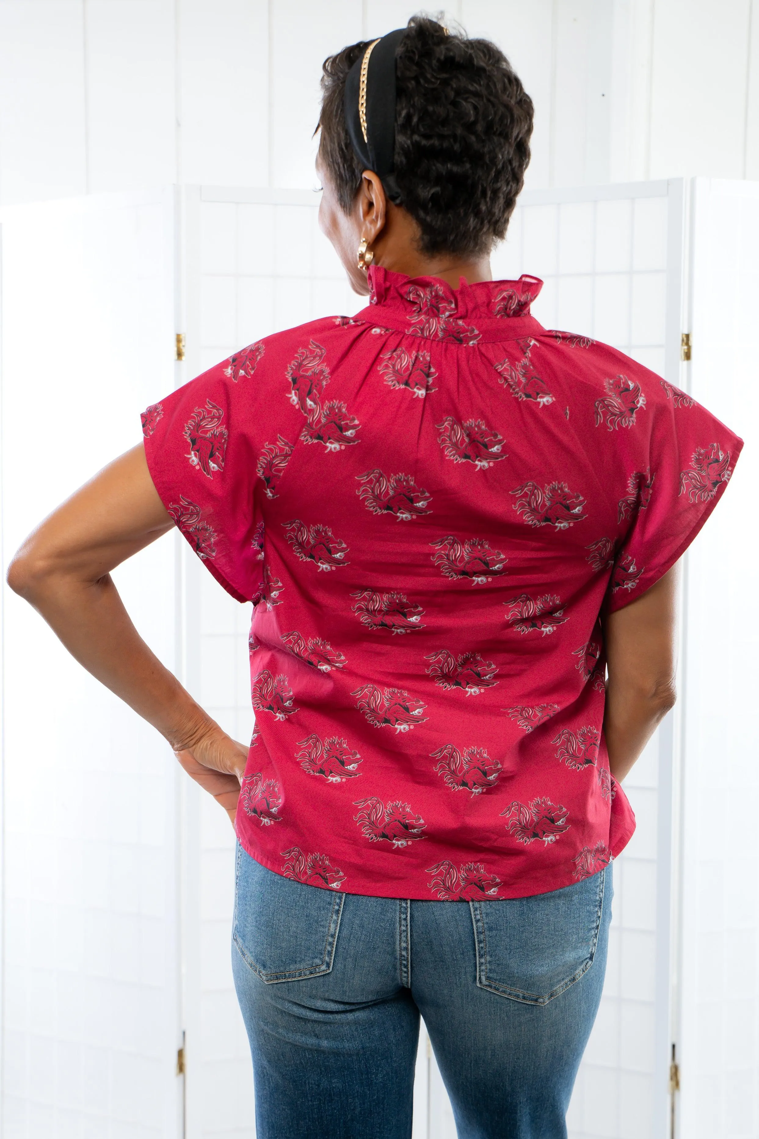 The Gamecocks Garnet & Black Poplin Blouse