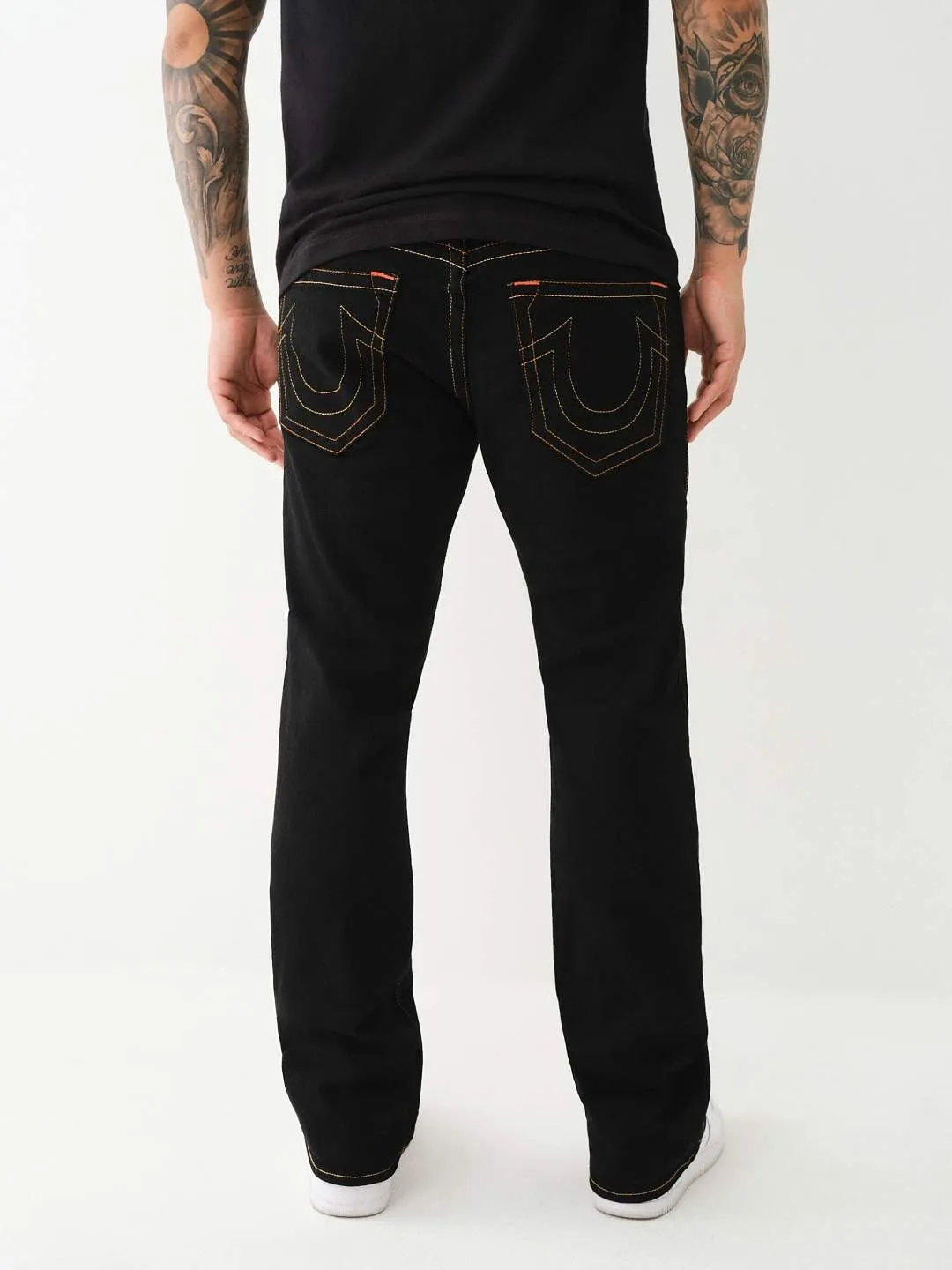 True Religion Men Black Solid Bootcut Mid-Rise Jeans