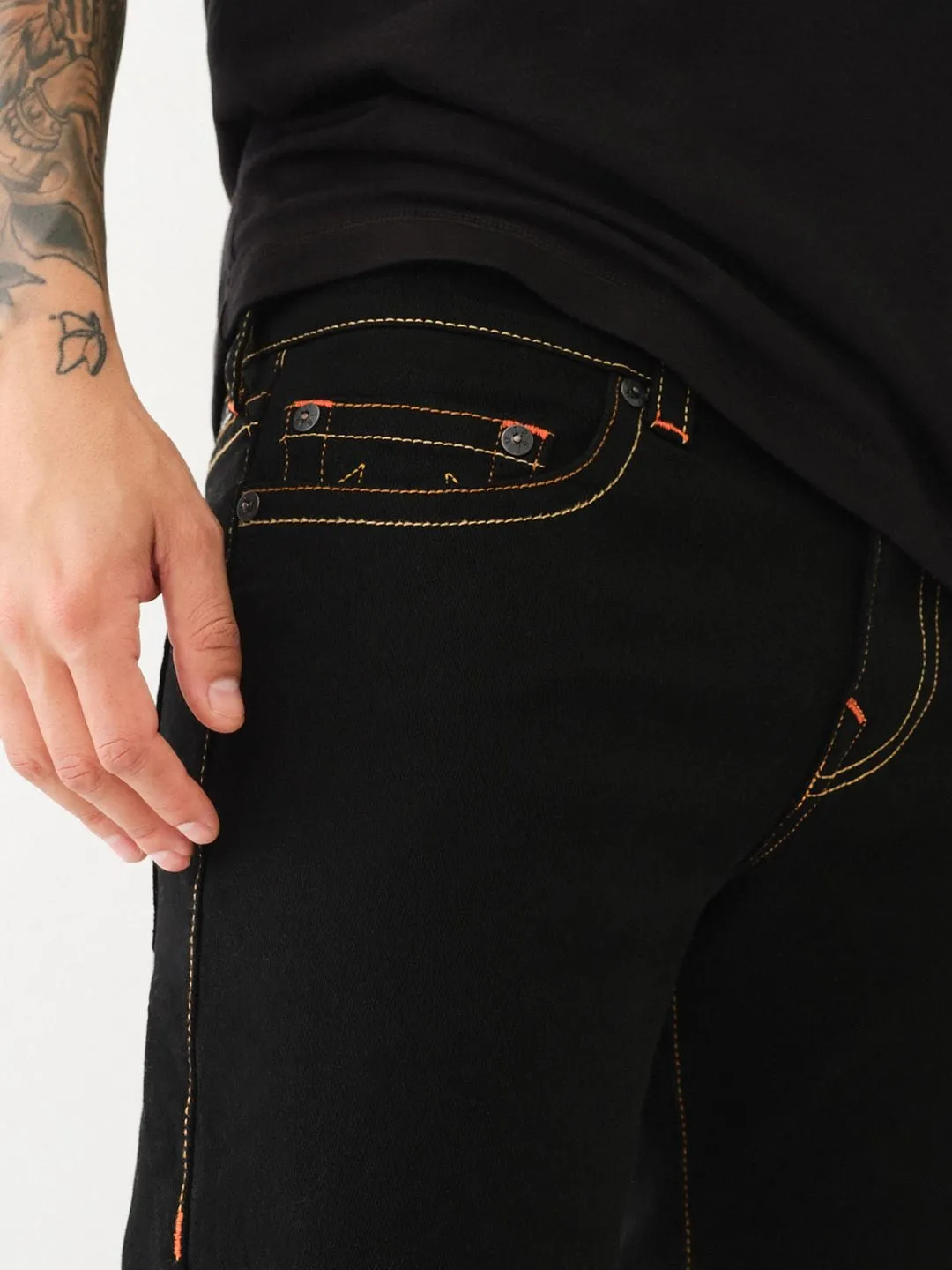 True Religion Men Black Solid Bootcut Mid-Rise Jeans