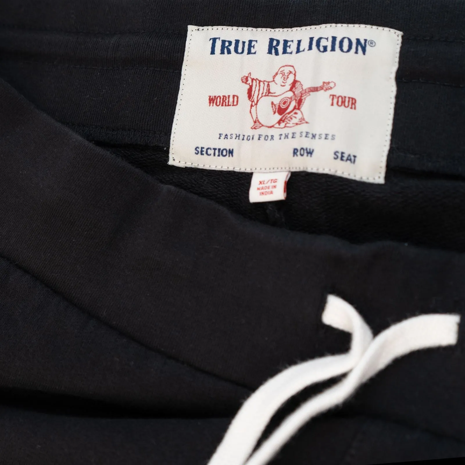 True Religion Mens Black Yellow Detail Jogger Sweatpants