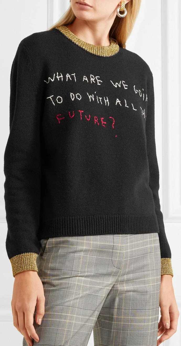 'What are we going to do with all this future' Knit Sweater
