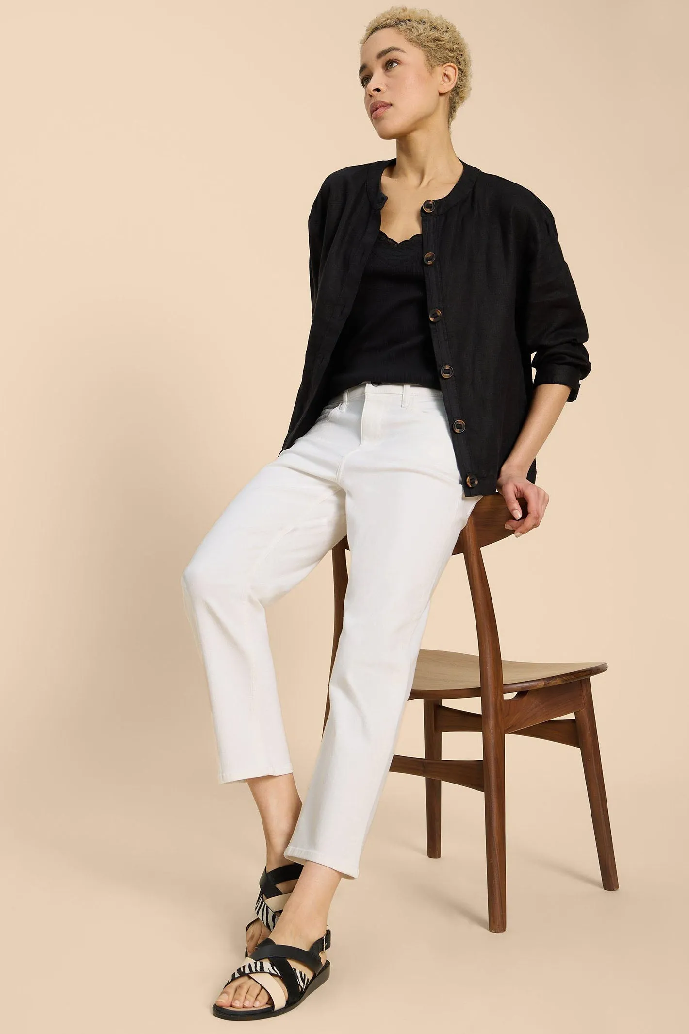 White Stuff 440996 Blake Natural White Straight Crop Jeans