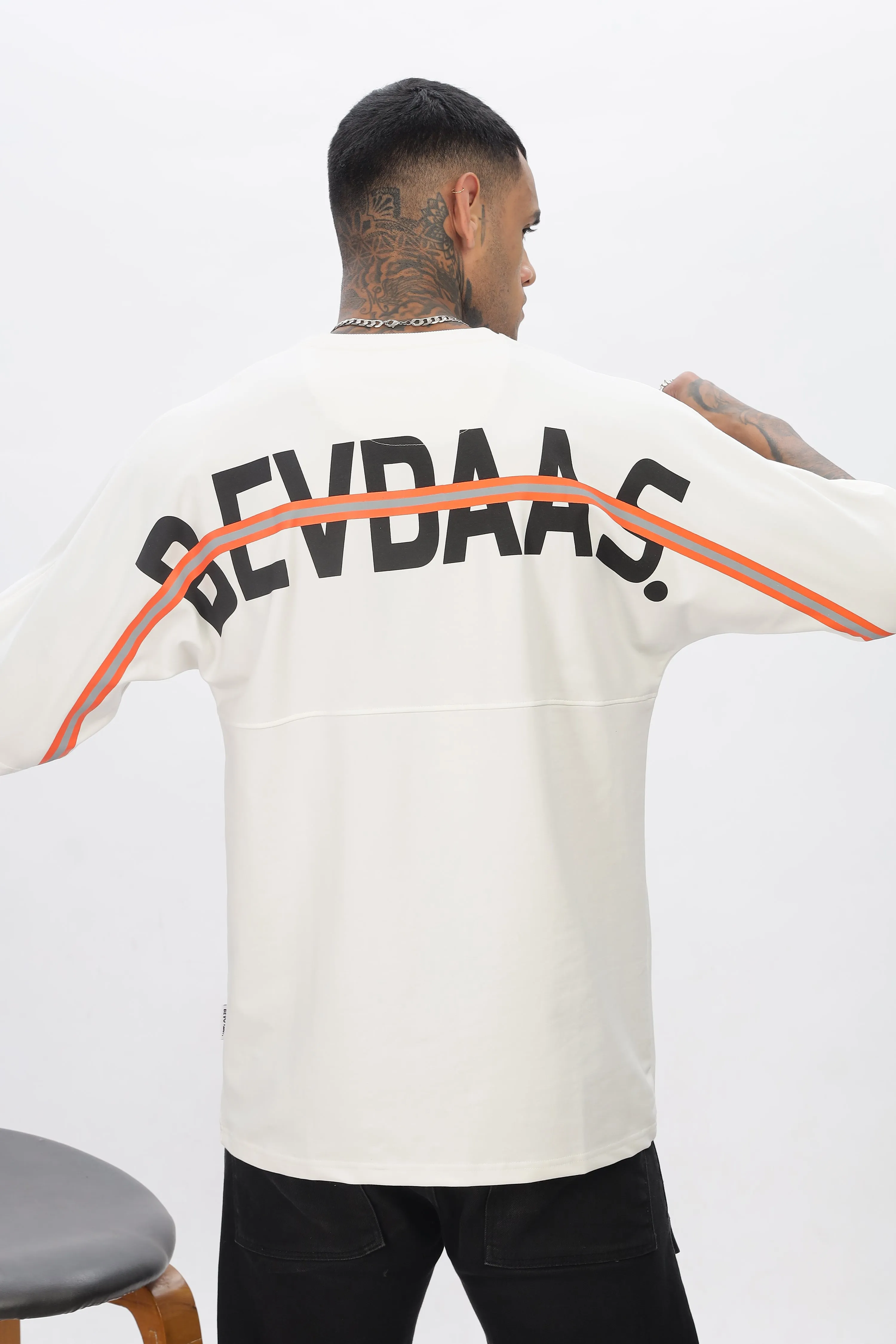 White Stylish Drop Shoulder T Shirt For Men