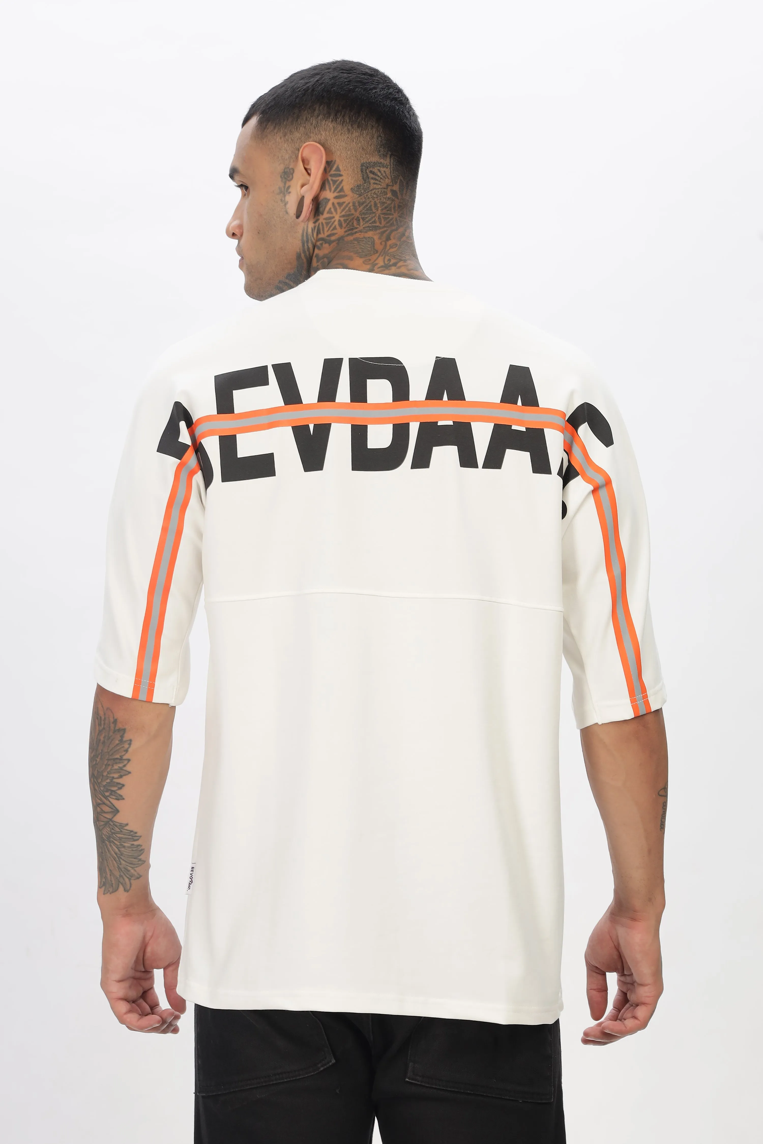 White Stylish Drop Shoulder T Shirt For Men