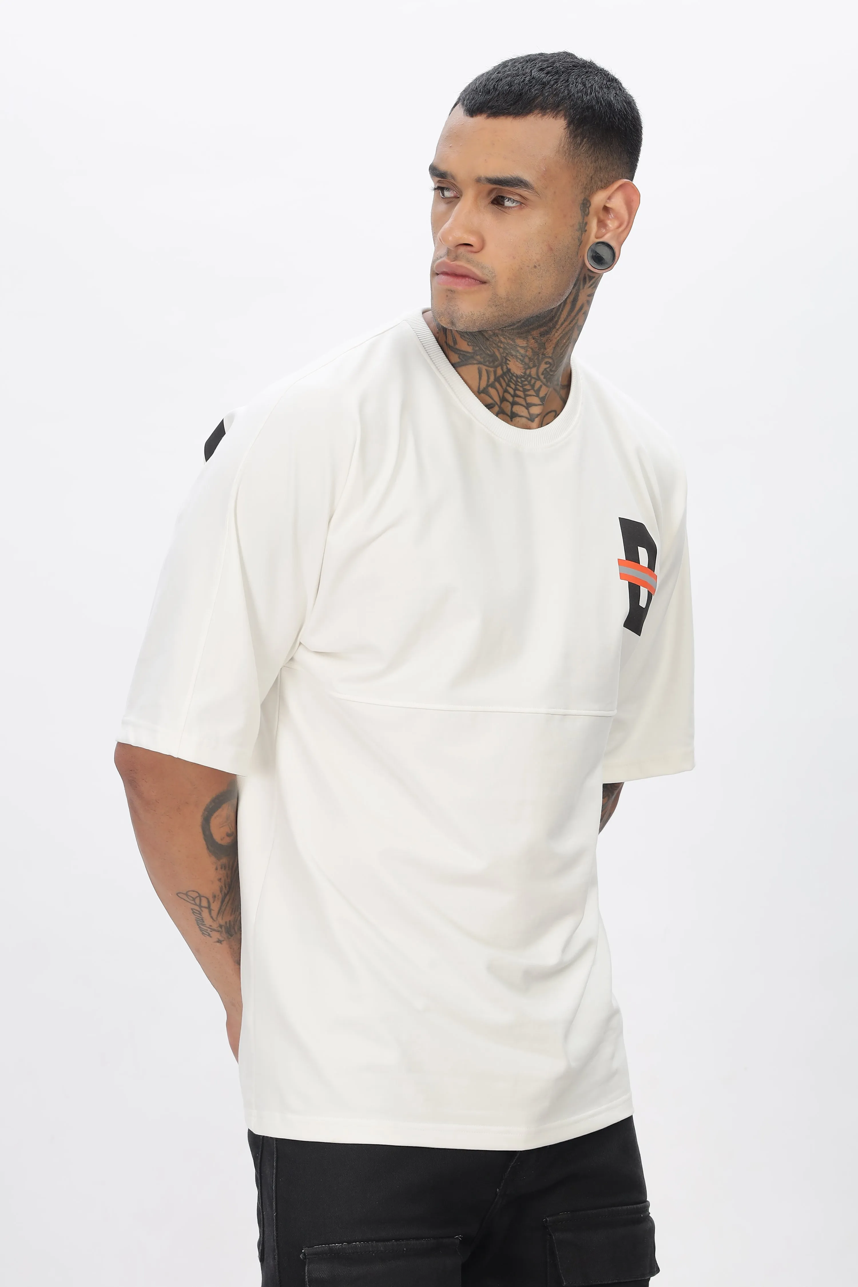 White Stylish Drop Shoulder T Shirt For Men
