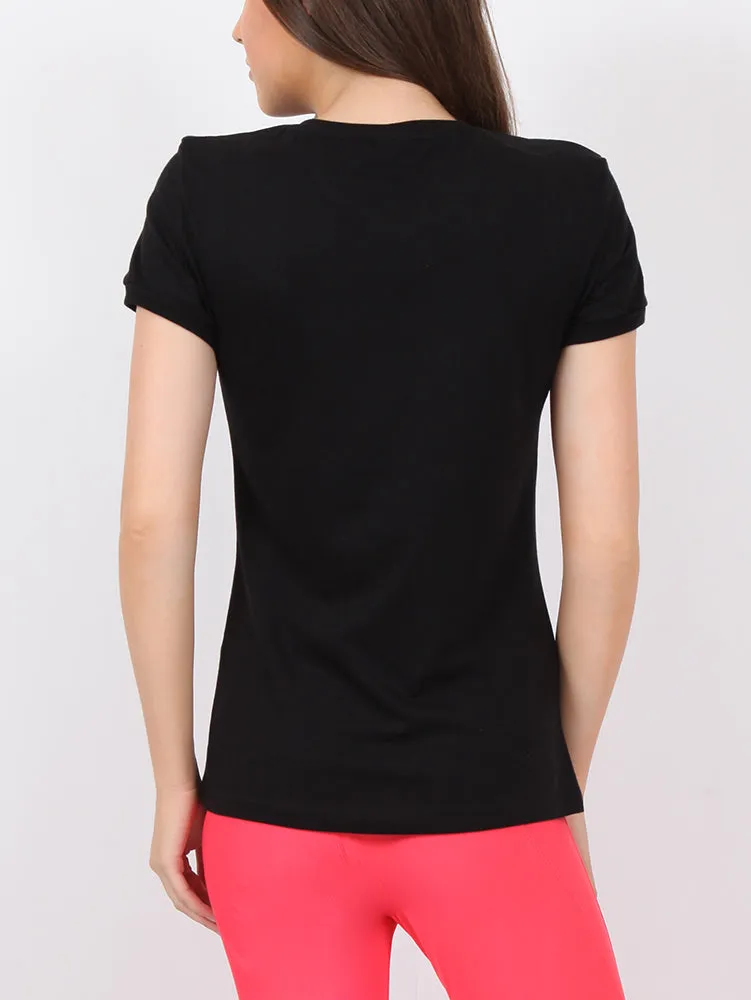 Yogue Active Black V-Neck T-Shirt