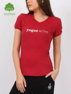 Yogue Active Red V-Neck T-Shirt